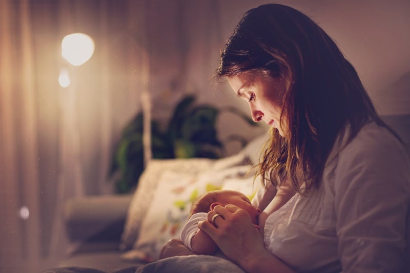 A feed can be part of the wind-down routine - sucking helps soothe and settle baby ready for sleep