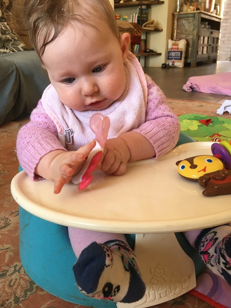 Sit baby an infant seat like this Bumbo after a feed to minimise reflux