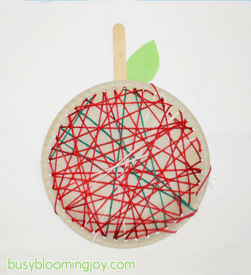 Fall apple lacing craft for toddlers
