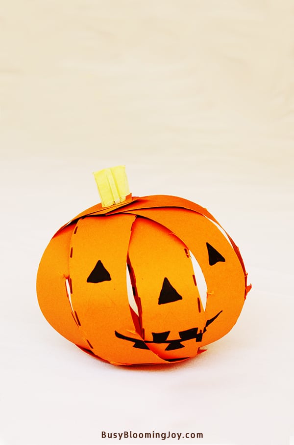 Cutting activity for toddlers - finished pumpkin