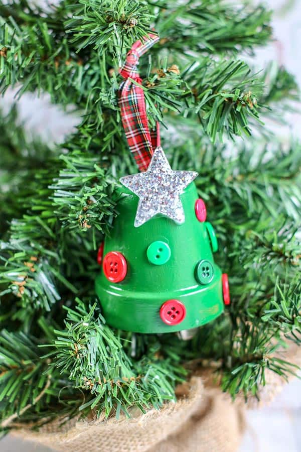 Christmas tree clay pot ornament to make with kids