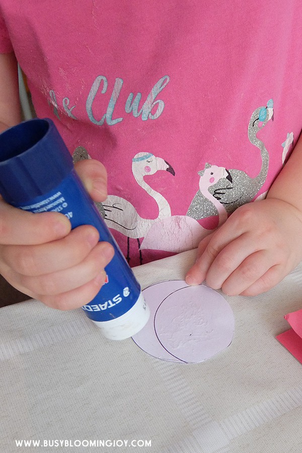 gluing body of snowman for christmas card