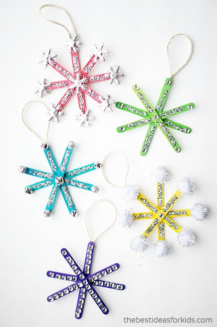 snowflake Christmas craft ideas for preschoolers using popsicle sticks