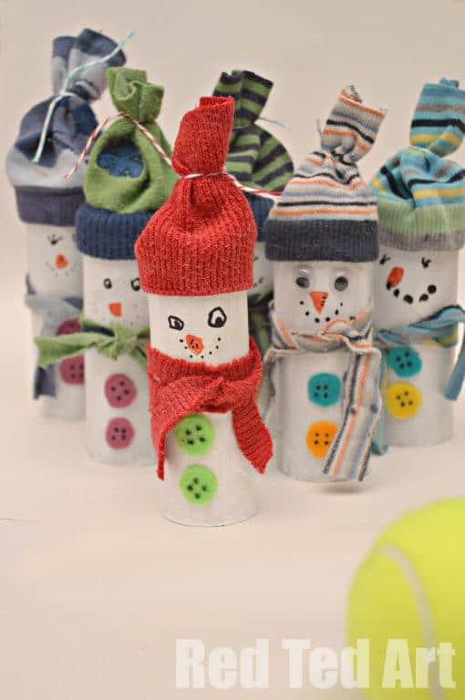 toilet roll snowman DIY christmas ornaments