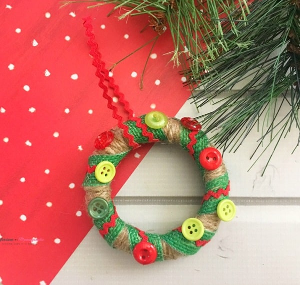 Homemade Christmas ornament button wreath