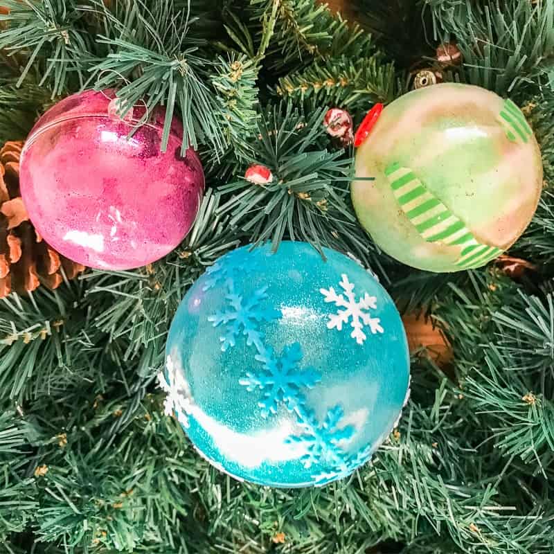 glitter Christmas ornaments for kids to make