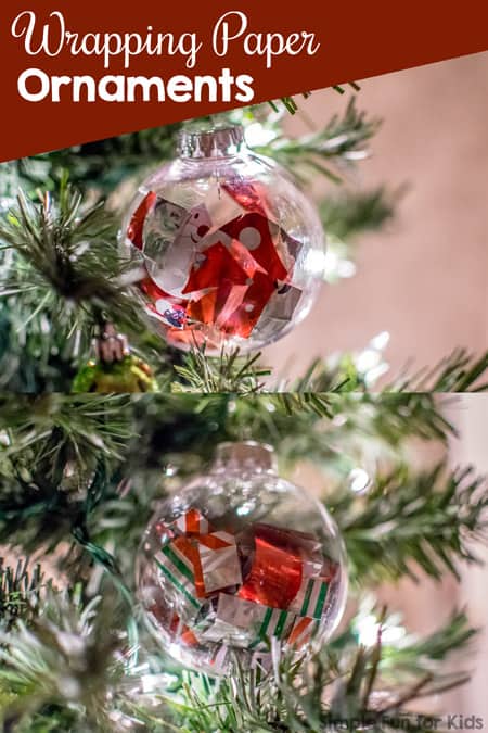 Christmas baubel ornaments with wrap paperpaper