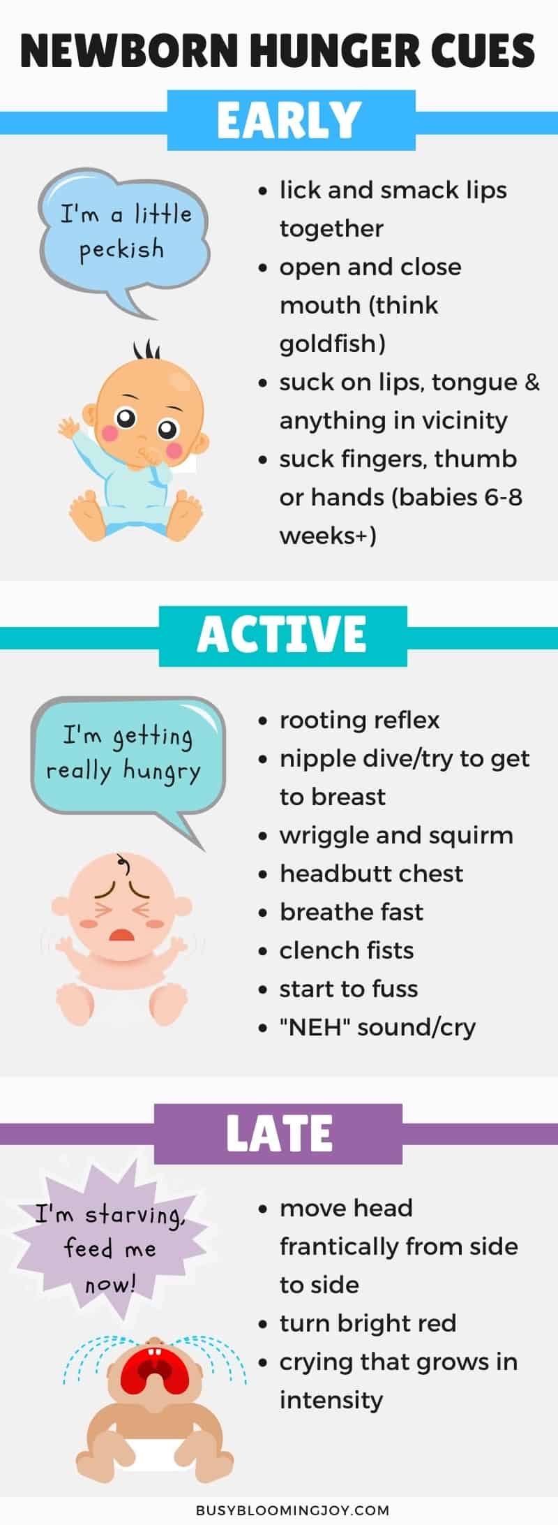 Newborn baby feeding cues chart