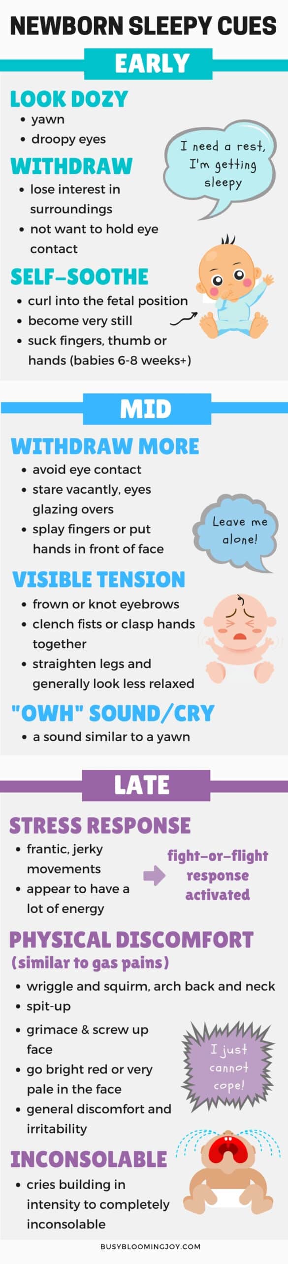 newborn baby cues for tiredness sleepiness chart