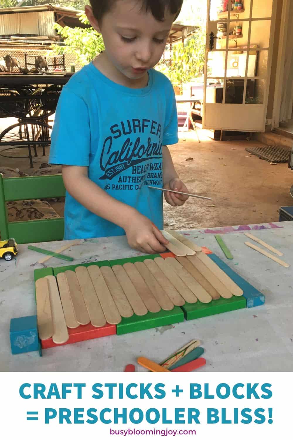 sticks and blocks great toddler activity for at home for those that love to build