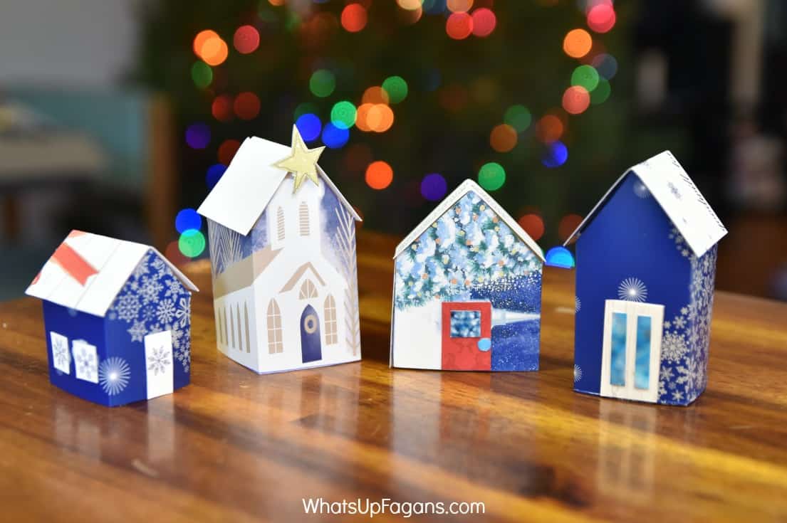 Miniature Christmas village craft for preschoolers to make