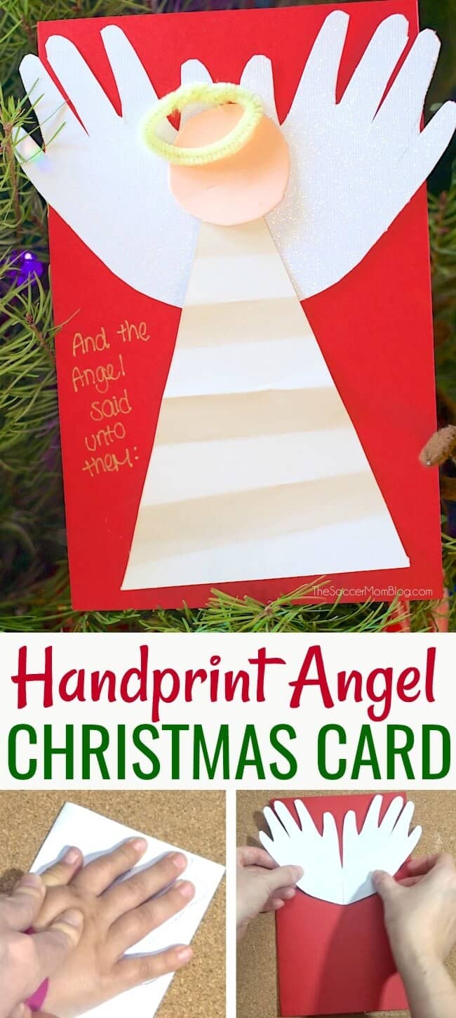 Handprint angel Christmas crafts for toddlers age 3-4