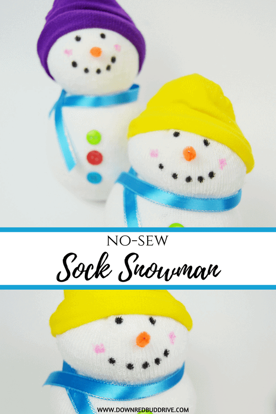 No-sew sock snowman preschooler Christmas craft
