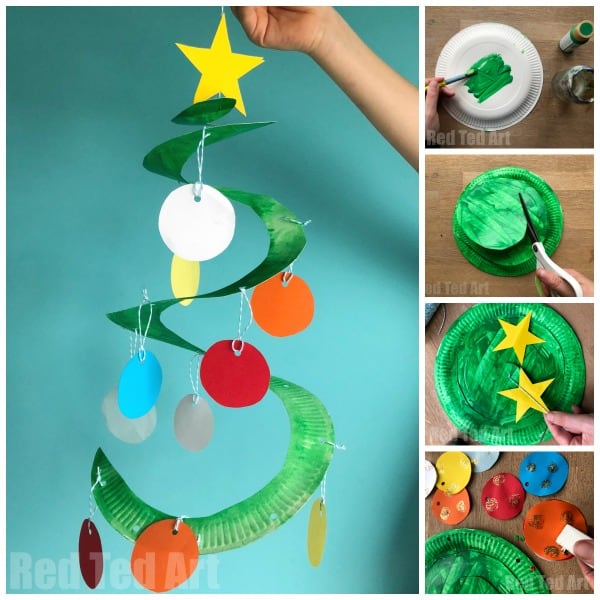 Paper plate Christmas tree toddler craft