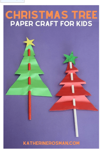 Christmas tree craft for preschoolers using straw and paper