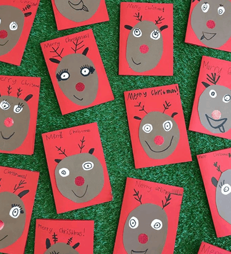 Rudolph card Christmas crafts for preschoolers