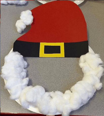 Paper plate Santa face and mask and Christmas craft for preschoolers