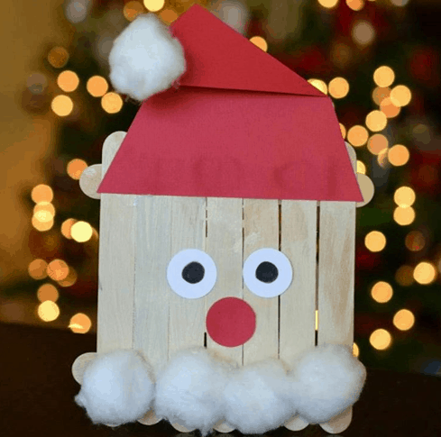 Craft stick Santa Christmas craft for preschoolers