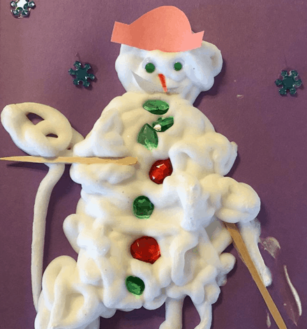 puffy paint snowman Christmas crafts for toddlers age 2-3