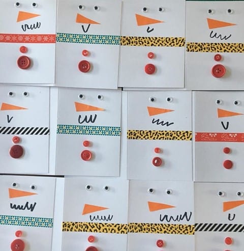 snowmen card Christmas crafts for preschoolers