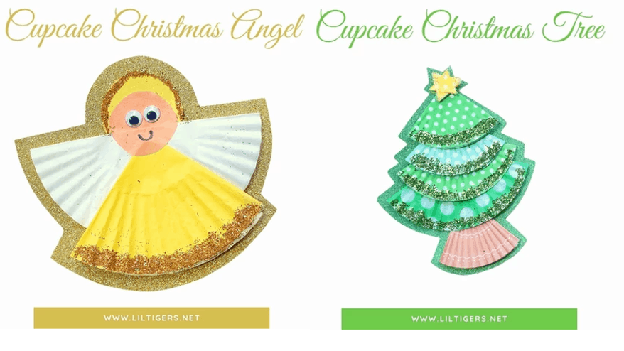 Cupcake liner Christmas crafts for toddlers age 1-2