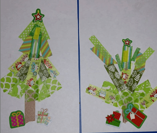 washi Christmas tree craft for toddlers