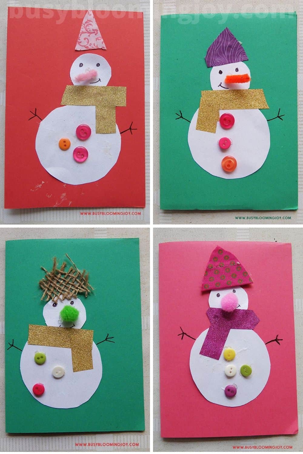 Snowman card Christmas crafts for kids
