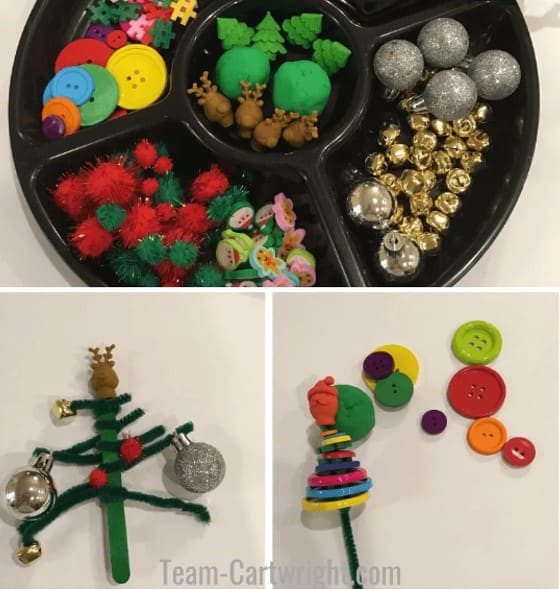 Tinker tray Christmas activity for preschoolers from Team-Cartwright