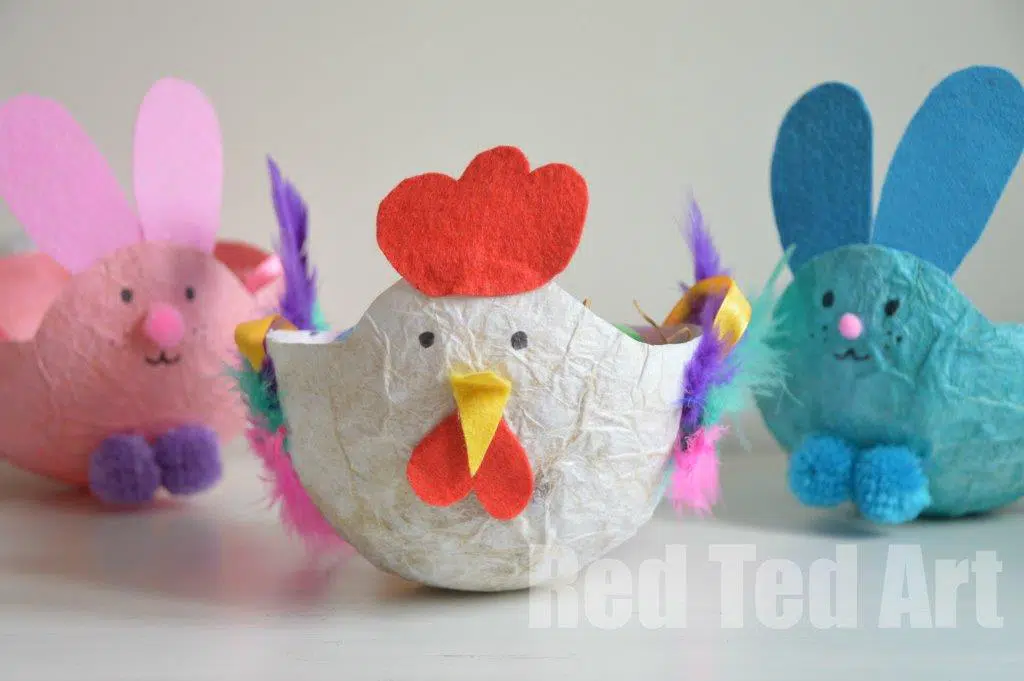 Paper Mache Easter Baskets for toddlers and preschoolers