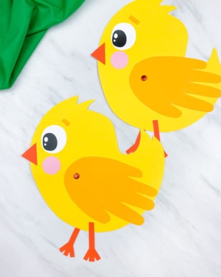 Easter chick handprint craft from Simple Everyday Mom