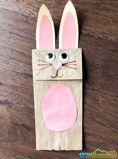 Easter bunny paper bag craft for toddlers from 123 Homeschool 4 Me