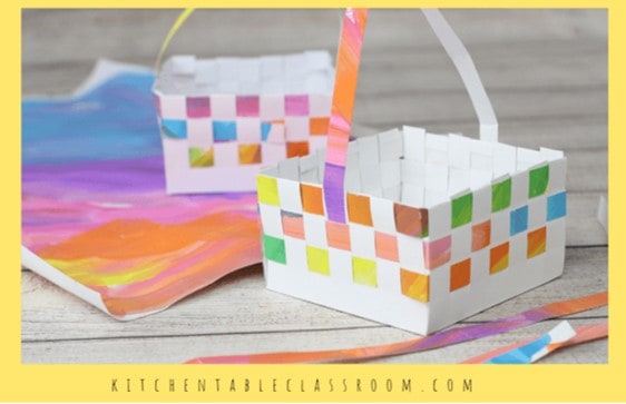 Woven Easter basket preschooler craft from Kitchen Table Classroom