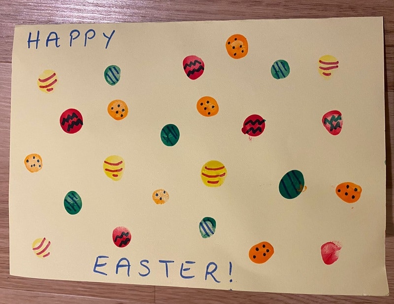 finger print Easter art activity and craft to do with your 3 year old