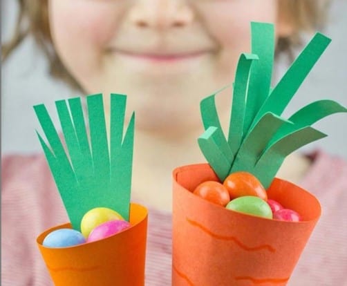 Carrot cone Easter basket craft for toddlers