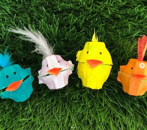 fun easy Eggbox hens and chick craft from @createaparty3 for toddlers and preschoolers