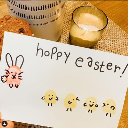 Fingerprint Easter bunny and chick card and easy craft