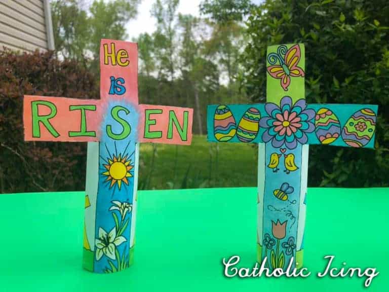 printable “Happy Crosses” Religious Easter craft for 3 year olds
