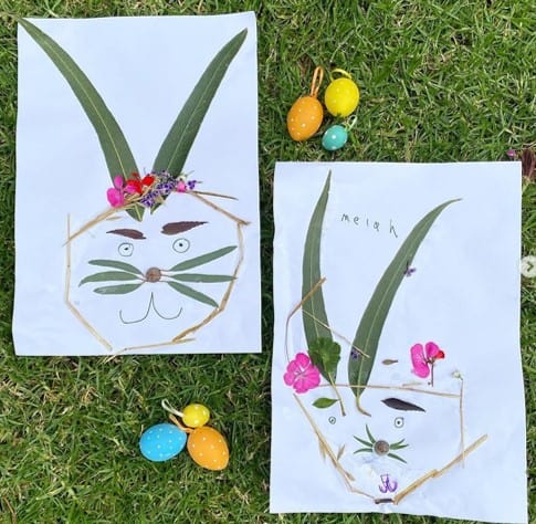 easy Easter bunny nature collage from @laurens_lil_learners for 3 year olds