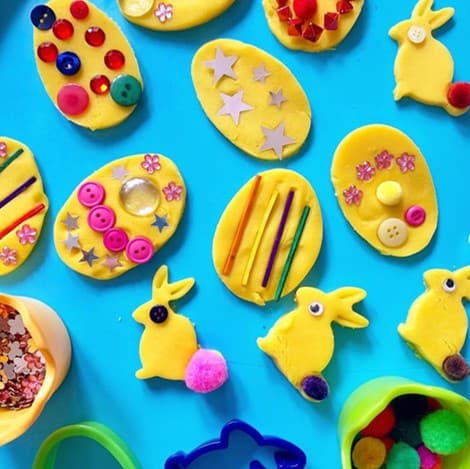 Play dough (or saltdough) decorated Easter eggs from @babybrightstars