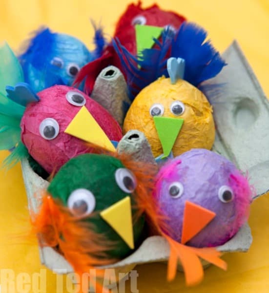 Tissue paper decorated Easter egg craft for preschoolers