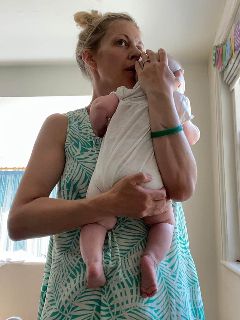 Holding a newborn with the shoulder hold is a classic for burping