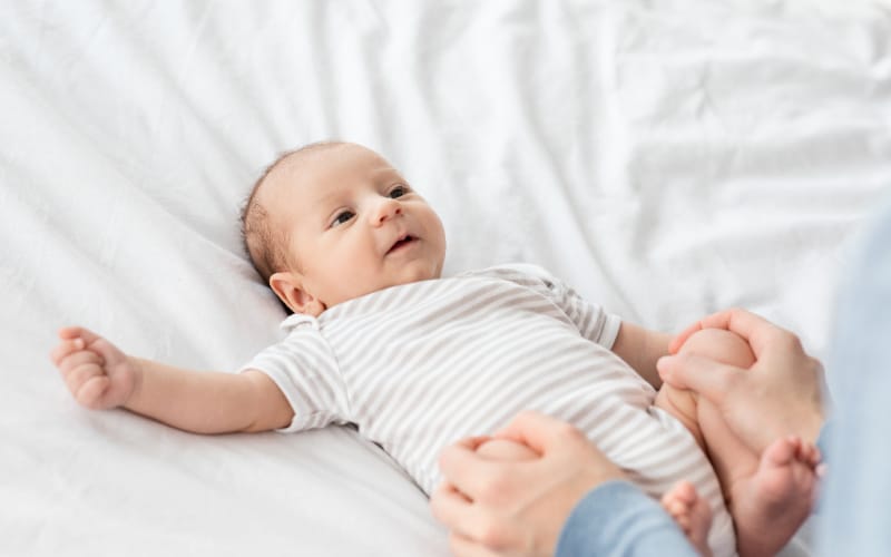 leg pushes can help a newborn that won't burp 