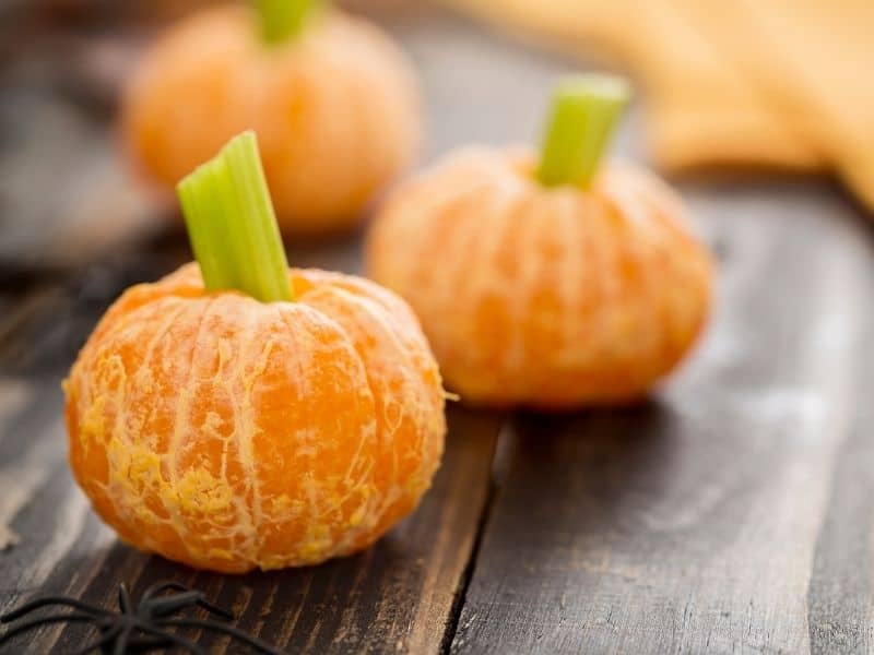 healthy halloween treats for toddlers using celery and clementine