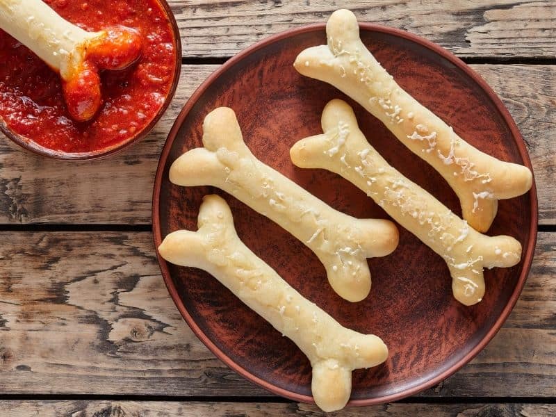 Ghostly bone breadstick snacks for toddlers