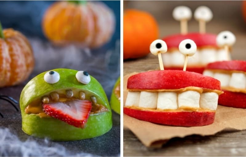 scary apple monsters halloween food crafts for kids