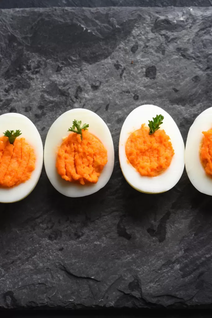 delicious pumpkin deviled eggs for halloween get togethers