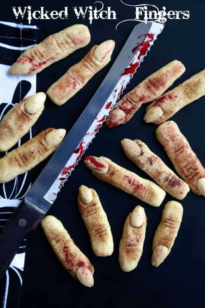 scary Halloween Wicked Witch Finger Cookies for kids and adults