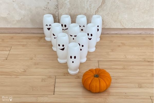 toddler halloween party ideas - 10 pin pumpkin bowling