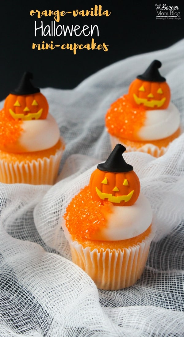 Mini Orange Halloween Cupcakes treats for kids