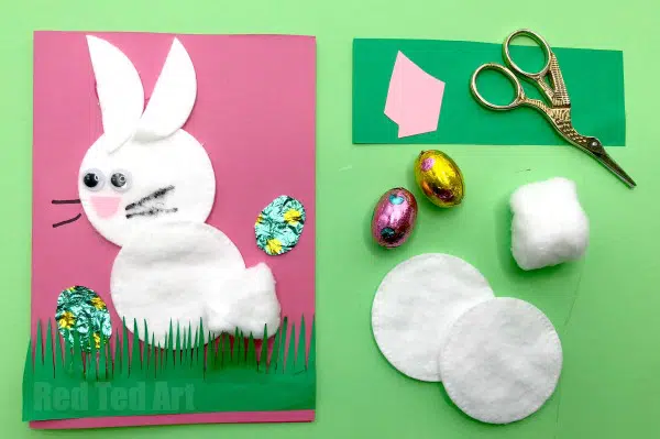 Cotton wool Easter Bunny card for toddlers